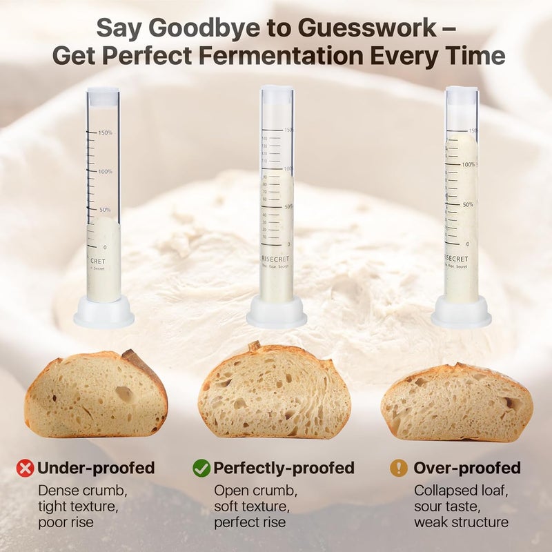 Risecret Sourdough Starter Kit with Aliquot Jar, Wood Pulp 9" Round & 10" Oval Bannetons & 34 oz Sourdough Starter Jar & Bread Sling Scrapers & Bag Complete Sourdough Baking Supplies - Image 5